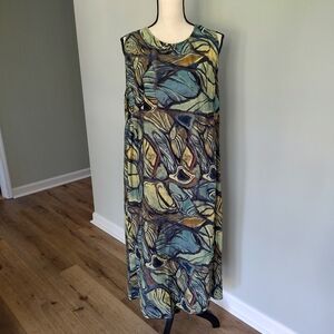 3 Potato Artsy Sleeveless Maxi Dress Green And Black M/L